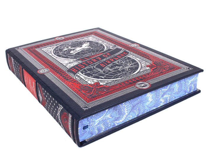 The leather-bound book "History of airplane"